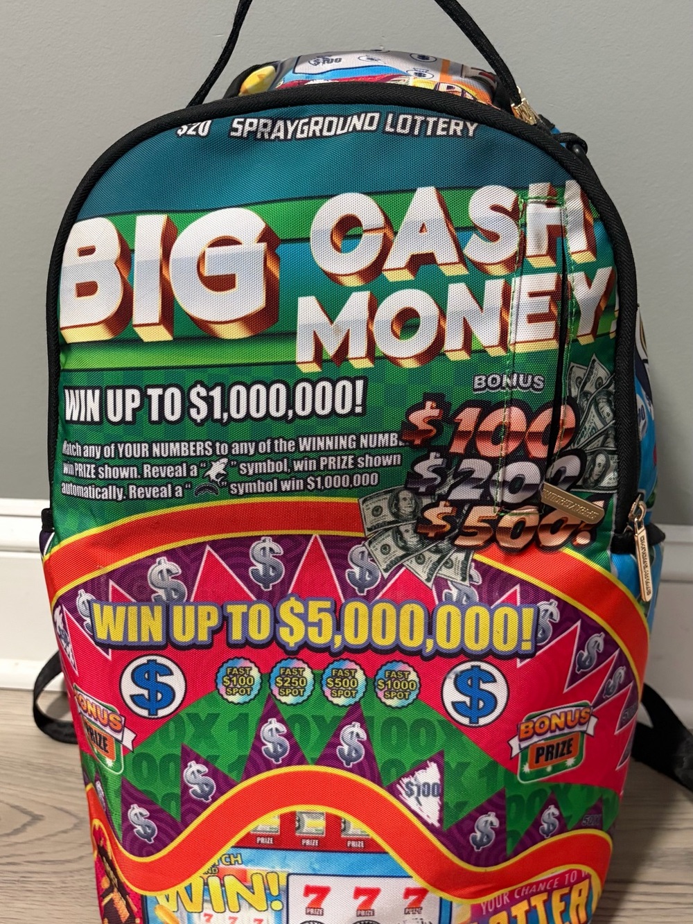 Sprayground Big Cash Money Graphic Backpack - Green, Red, Blue, Yellow